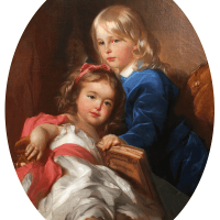 портрет детей художника Кузи и Маруси