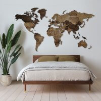 Деревянная карта мира на стену многоуровневая одноуровневая купить в минске цветная черная натуральная венге