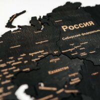 Деревянная карта мира на стену цвета обсидиан многоуровневая купить в Минске с доставкой