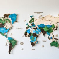 Деревянная карта мира на стену купить