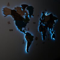 Карта мира на стену с подсветкой из дерева